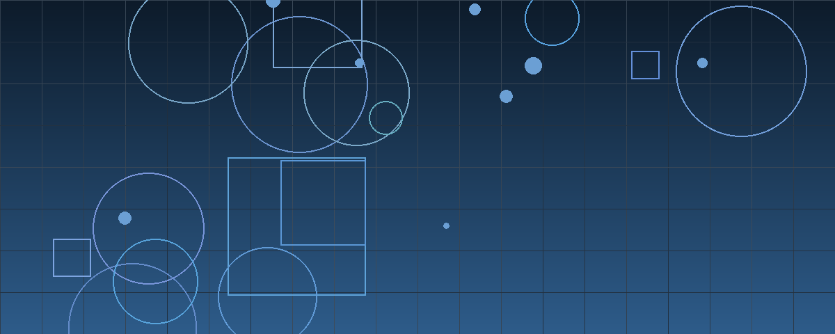 Abstract navy blue geometric composition of layered grids, circles, and squares, suggesting a purchase price split between payment at closing and future performance