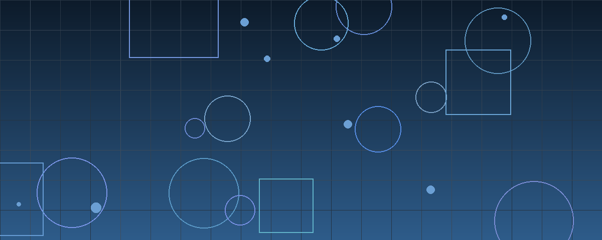 Abstract navy blue geometric composition of interlocking grids and circles representing a consolidating marketplace