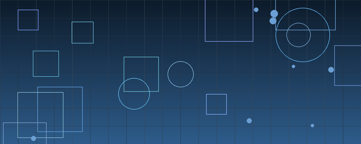 Abstract navy blue geometric composition of overlapping circles and squares representing one deal price viewed through two valuation lenses