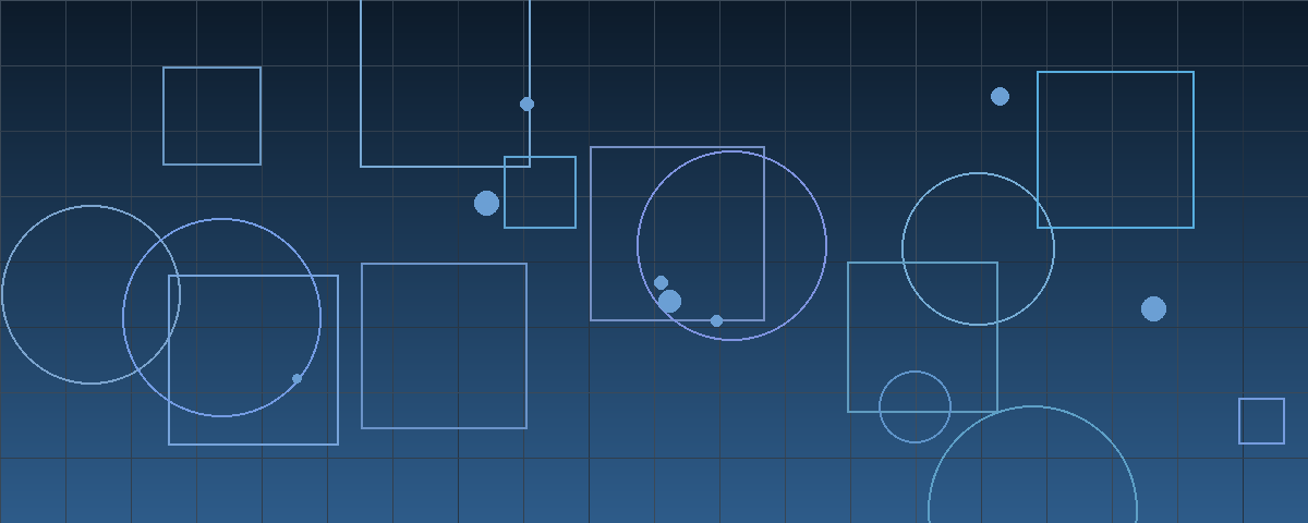 Abstract navy blue geometric composition of two offset grids narrowing toward each other, suggesting a valuation gap closing between buyer and seller